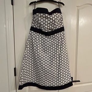 Cute black and white strapless dress, Saks
